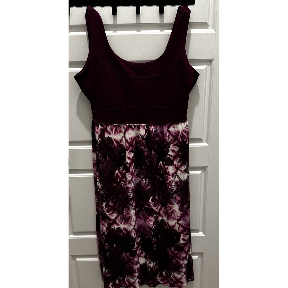 ATHLETA Purple Tie Dye Maxi Dress Built-in Bra Pockets Small‎ Tall ST 903706